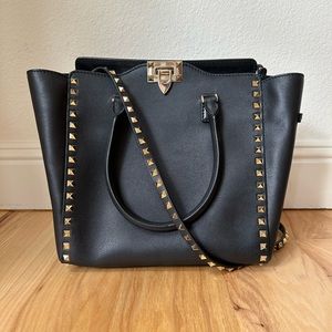 Valentino Black Rockstud Leather Tote